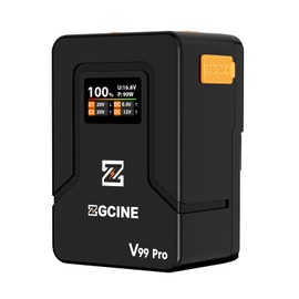 ZGCINE V Mount Battery V99 Pro, 99Wh with Max 100W Output/Input, 1.5H Full Charge(Requires PD100W Charger), with USB-C, D-TAP, Dual DC Ports, OLED Screen, for Camera, Camcorder, Monitor, Video Light