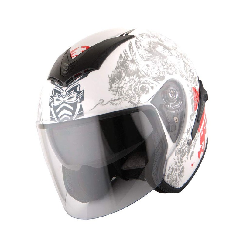 1Storm Motorcycle Open Face Fiber Glass Dual Visor Helmet Scooter