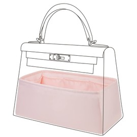 DGAZ Bag Organizer Insert, Silk Purse Organizer, Luxury Handbag Tote in Bag Shapers, Fits Kelly mini I/mini II /20/25/28/32/35/40 Bags (Pink, KL28)