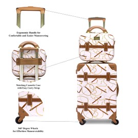 Chariot Regal Vintage Style Hardside Carry-On Retro Train Case Spinner Luggage, Ivory, 2-Piece Set (Tote/20-Inch)