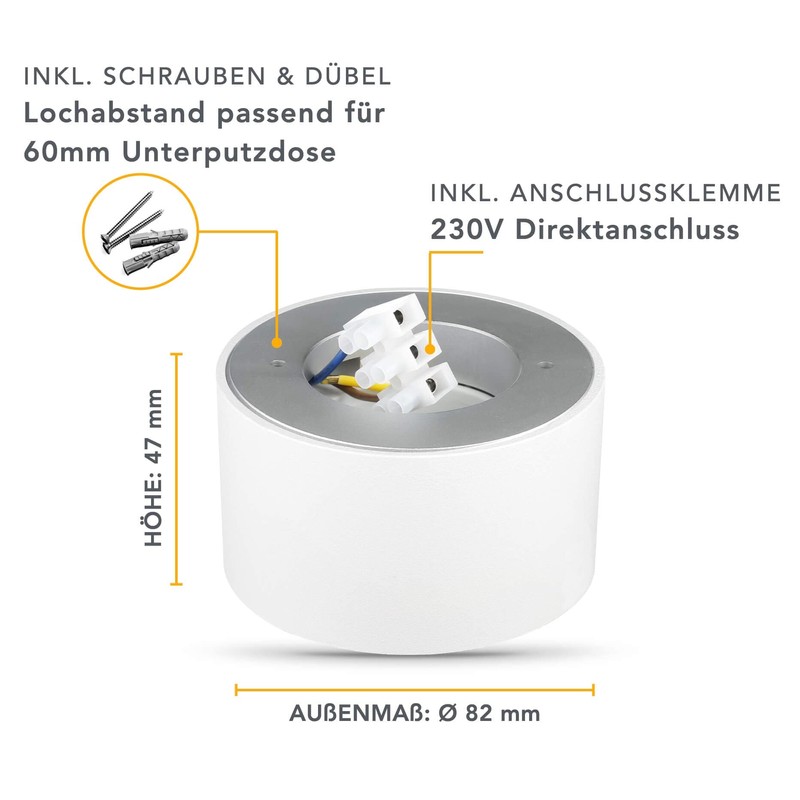 lambado® LED Surface-Mounted Spotlight Flat with Beautiful Light Surface -