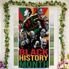Rvsticty Black History Month Decorations Door Cover Pan African American Front Porch Sign, 71x35 inches