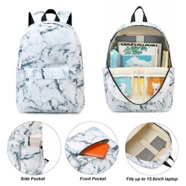 Yusudan Marble Girls School Backpack Set, Kids Teens School Bag Bookbag with Lunch Bag Pencil Bag