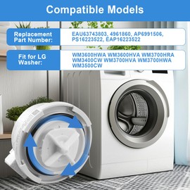 EAU63743803 Washer Drain Motor Pump Replacement for LG Washer Drain Pump Machine Models WM3600HWA WM3600HVA WM3700HRA WM3400CW WM3700HVA WM3700HWA WM3500CW