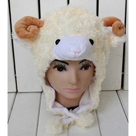 Egao Ichiban, Ten Kinds in All, Sheep, Bear, Elephant Animal Headgear, Warm & Fluffy Cap, Winter, Snow, Rain, & Wind Protection, Ear Protection, For Children, Women, Photo Shoots, Party Goods, Cosplay, Animal Headgear Series, A073-12, beige
