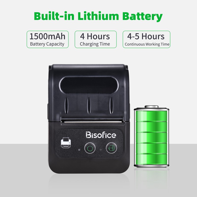 Bisofice Portable Wireless BT 58mm 2 Inch Thermal Receipt Printer