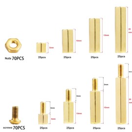 GTIWUNG Pack of 340 M2 Brass Male Female Hex Screws Nut Assortment Kit, M2 Male Female Hex Brass Spacer Standoff Screw Nut Threaded Pillar, Spacer Hex Spacers PCB Board