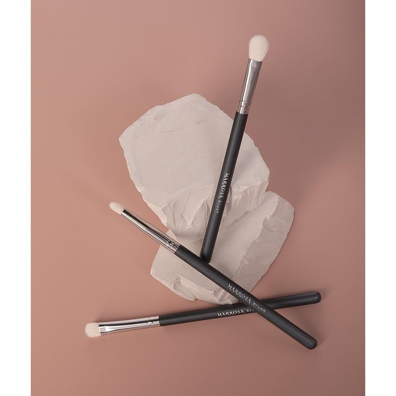 Makeup Brushes Set, 3 Pieces, Black and Silver