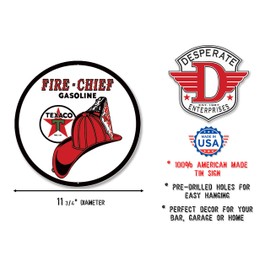 Signs 4 Fun SROTF Oil - Texaco Fire Chief Gasoline Round Sign, Red