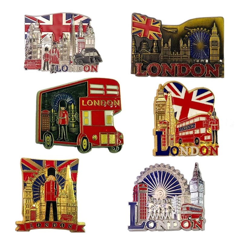 12 London Souvenirs Metal Fridge Magnets British Union Jack England
