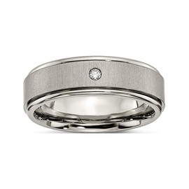 Chisel Titanium Brushed/Polished 0.05Ct. Diamond Rounded Edge Band (Width=7)
