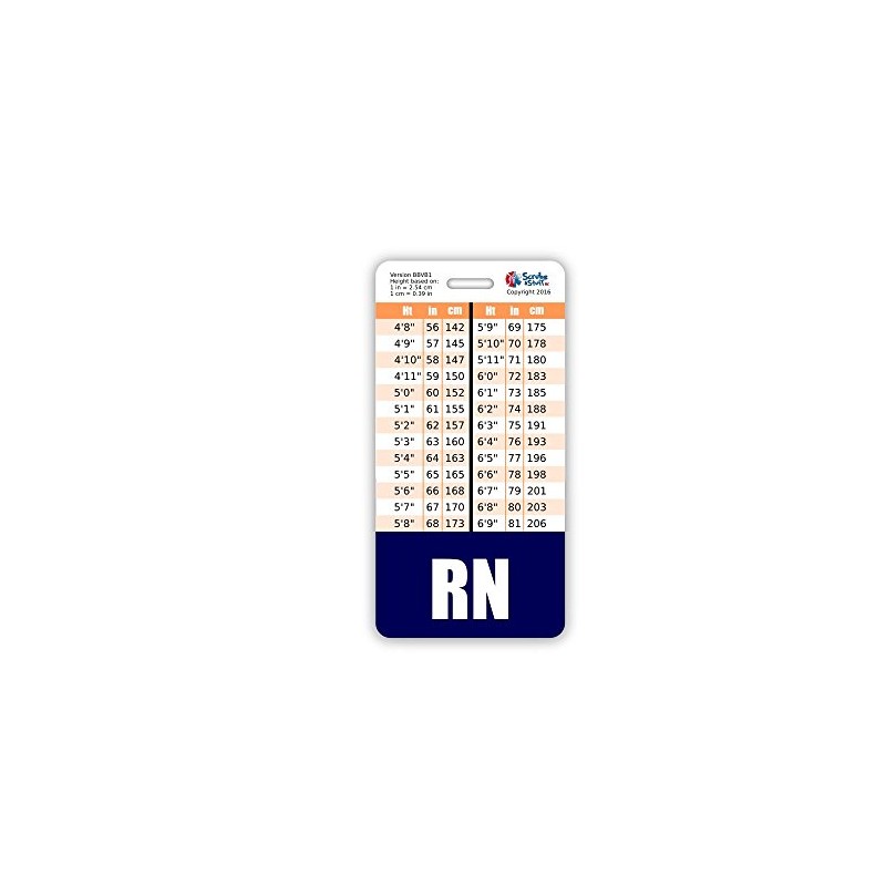RN Badge Buddy Vertical w/Height & Weight Conversion Charts (Navy