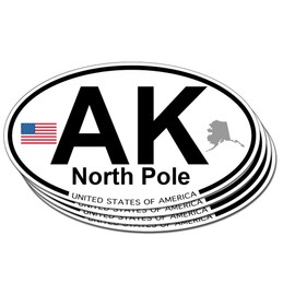 US Decal, Inc. North Pole, Alaska Oval Sticker - 4 Pack