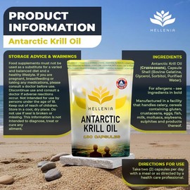 100% Antarctic Krill Oil Capsules 500mg | 180 Softgels | Natural Source of Astaxanthin & DHA | 3 Month Supply | High Strength Krill Oil - Made for Hellenia Healthfoods