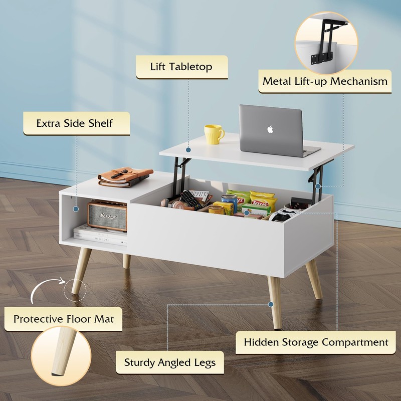WLIVE Coffee Table for Living Room, Lift Top Coffee Table