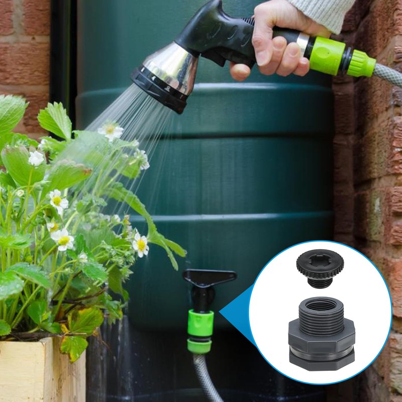 PATIKIL PVC Bulkhead Fitting with Plug G 3/4, Double Threaded