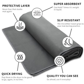 MIAOMIAO Non-Slip Hot Yoga Towel Set, Super Absorbent Microfiber in, 24.5" x 72" - Anti-Slip, Injury Free Design for Pilates, Yoga Mats, Exercise, and Fitness Gear