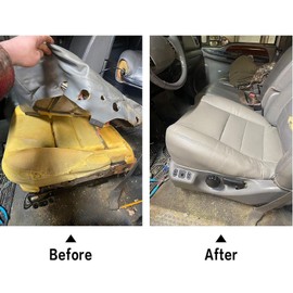 Priprilod Leather Gray Super Duty Lariat Driver & Passenger Side Bottom Replacement Seat Cover Compatible with Ford F250 F350 2002 2003 2004 2005 2006 2007