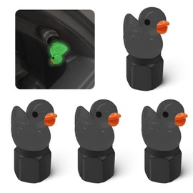 xbrtaia 4 Pack Cute Duck tire Valve caps, Glow in The Dark Tire Valve Caps, Interesting and Practical Tire Decoration, Can be Used for Cars, Motorcycles, Trucks, and Bicycles.(Black)