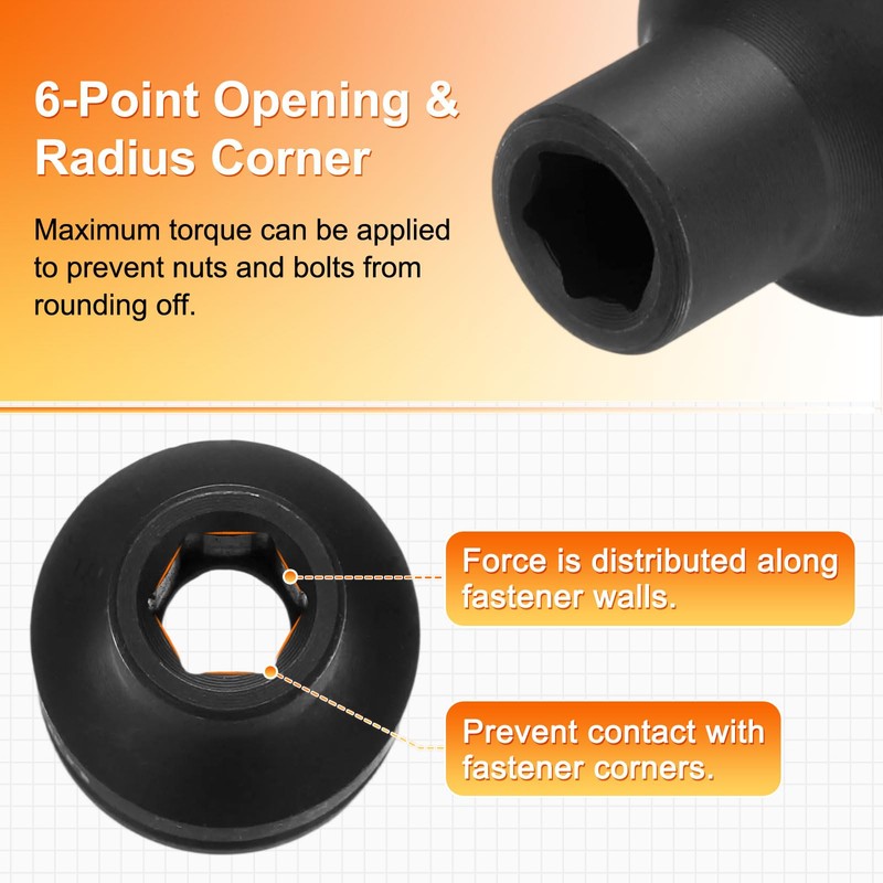 sourcing map 6 Point Impact Socket 9mm Metric Socket 1/2"