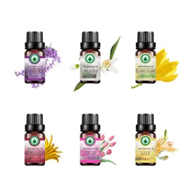 Floral Essential Oils Set, Aromatherapy Scented Oils Top 6 100% Pure Therapeutic Premium Grade Essential Oils - Gift Set 6/10ml Bottles - Violet, Lily, Neroli, Tulip, Bergamot, YlangYlang