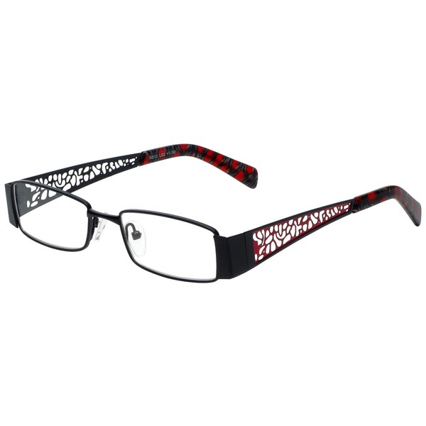 Calabria 812 Womens Techno Optical Metal Reading Glasses Black Red