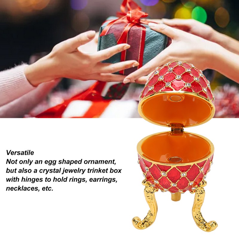 Egg Shaped Trinket Box Zinc Alloy Hinged Jewelry Ring Holder