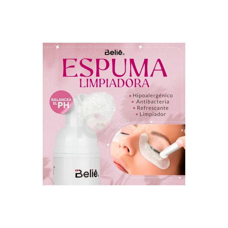 Kit Lash Shampoo Espuma Y Brocha Para Extensiones Pestañas