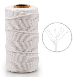 G2PLUS White String, Cotton Bakers Twine, 328 Feet 2MM Natural White Cotton String for Crafts, Gift Wrapping Twine, Home Decor, Gift Packaging