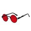 Retro Steampunk Style Round Vintage Sunglasses Black Metal Frame Red
