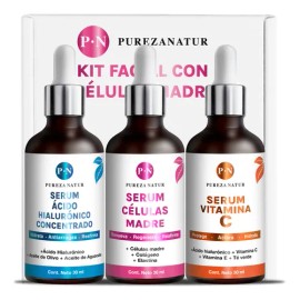 Kit Serum Vitamina C, Acido Hialuronico, Celulas Madre 3 sueros 30ml para Todo tipo de piel Día/Noche Paquete completo de serum para el cuidado de la piel, hidratación y rejuvenecimiento