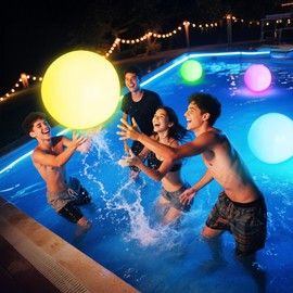 Pool Toys - 16" Light Up Beach Ball, 1 Pack Glow in The Dark Balls with 8 LED Modes, Pool Games for Adults, Teens and Kids, LED Ball for Outdoor or Indoor Activities