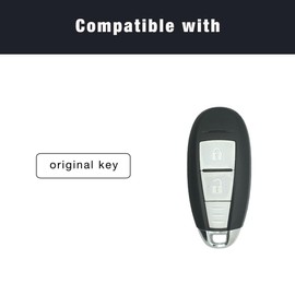 Brovacs Replacement Shell + Uncut Blank Emergency Insert Key Compatible with Suzuki 2 Button Smart Keyless Entry Remote Key Case Fob PG581