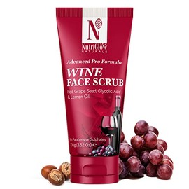 Nutriglow Naturals NATURALS Exfoliante facial con vino de fórmula avanzada avanzada para todo tipo de piel, exfoliante para aclarar la piel (100 g)   