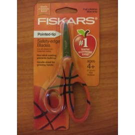 Fiskars 5" Basketball Non Stick Pointed Tip Kids School Safety Scissors NEW