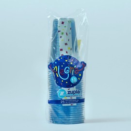 Zupla Alegria Color Party Cups, High - Quality Plastic, Sturdy and Modern Disposable Cups, Microwave - Safe | 1 pack of 25 Cups, 10oz - Blue