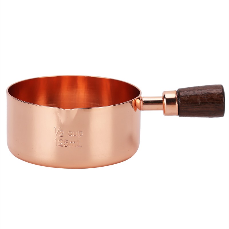 Sauce Pan Wooden Handle Rose Gold Stainless Steel Sauce Pot