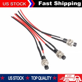 autoparts-home2025 3 Pack Mini Push Button Pre-Wired Momentary N/O OFF-ON Switch Plug 12V 5AMP SPST