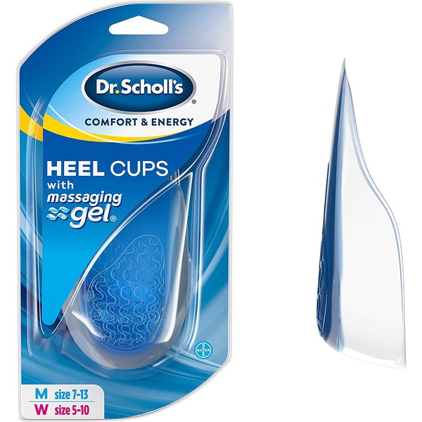 Dr. Scholl's HEEL CUPS with Massaging Gel (One Size) // Heel Protection with All-Day Shock Absorption to Relieve and Prevent Heel Pain