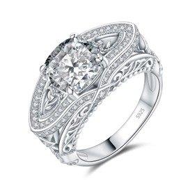 JewelryPalace Wing Flower Cross Cushion Cut 3.5 ct Cubic Zirconia Ring Women's Love Heart Engagement Rings Silver 925 Women with Stone, Simulated Diamond Wedding Rings Wedding Ring Band Set, Gemstone,