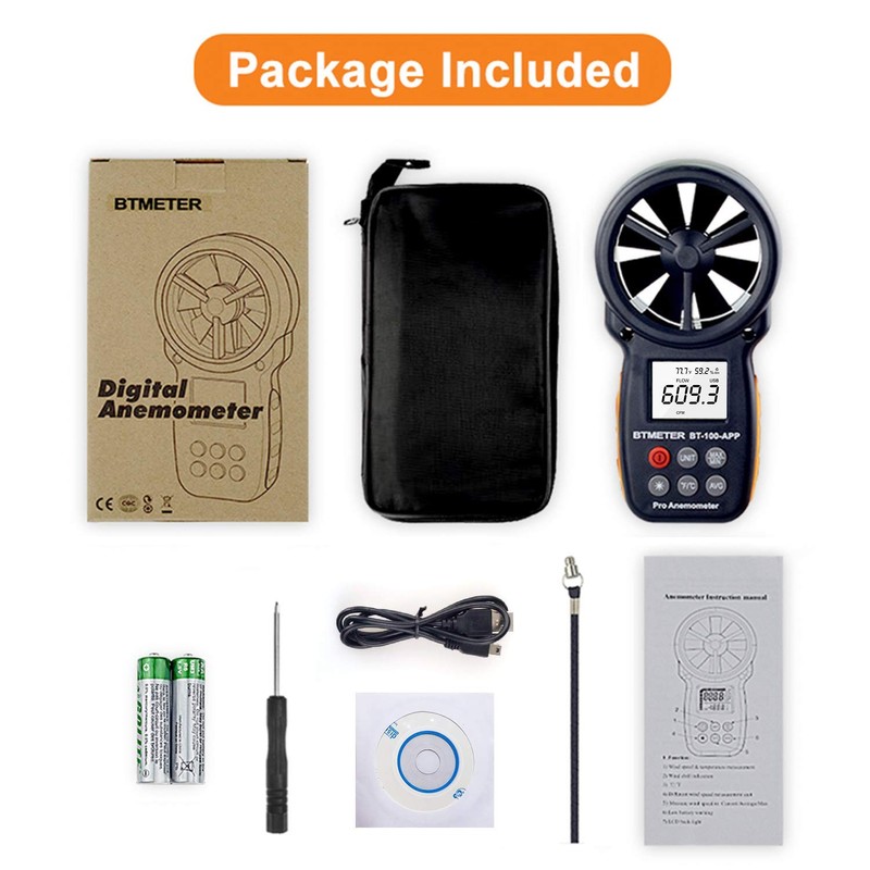 BTMETER BT-866A Pro Handheld HVAC Anemometer for CFM Air Flow,
