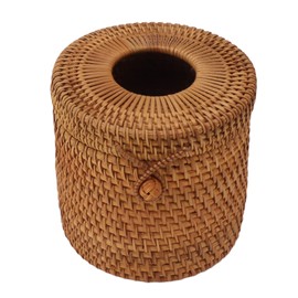 Multi Functional Rectangle Tissue Box Cover, Rattan Woven Tissue Box Holder, Decorative Tissue Cover with Sturdy for Bathroom Bedroom Living Room Car Office (Cylinder