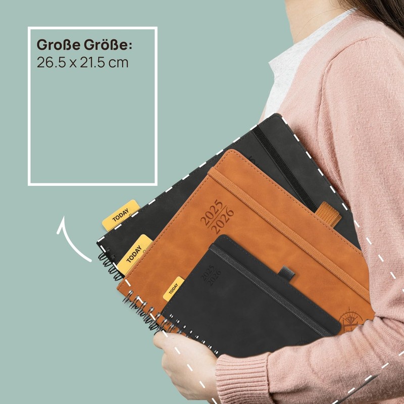 POPRUN Calendar 2025 2026, Book Calendar, Notebook (Aug.2025-Dec.2026), Approx. A4