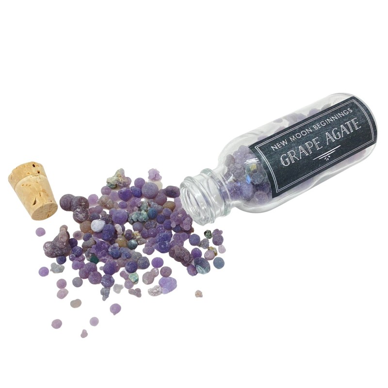 Grape Agate Gem Bottle - Raw Chips Grape Agate Crystals
