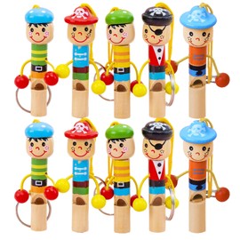 Yiyifor Children's Whistle, Pack of 10 Whistle, Children's Toy, Animal Wooden Whistle for Children, Whistle Children with Different Colourful Designs, for Gatherings, Games, Entertainment