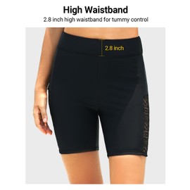 Holipick Women Black 7" Swim Shorts High Waisted Boy Shorts Swimsuits Tummy Control Bathing Suit Shorts Lace Swim Bottoms XL