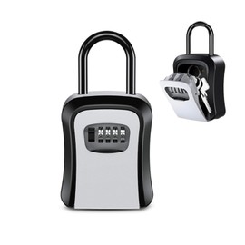 4 Digit Dial Key Box Security Key Box Key Holder Padlock with Detachable Shackle Key Box for Hang Door Knob Dial Wall Mount for Indoor/Outdoor/Garage/Garden/Store, Holds 3-4 Regular Keys Small