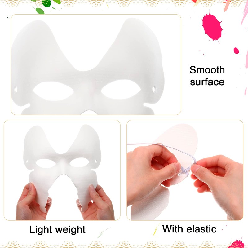 Aoriher 50 Pcs Paper Mache Masks Bulk DIY Blank Mardi
