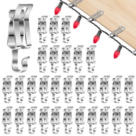 FONUNO Christmas Lights Clips Metal Christmas Lights Gutter Hooks Outdoor String Lights Clips Outdoor Seasonal Lighting Gutter Clips for Shingles Roof Christmas Holiday Decoration (200 PCS)