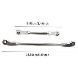 Perfeclan 2x 1/10 Steering Servo Link Linkages Aluminum Alloy Upgrade Parts Sturdy Easy to Install Steering Pull up Rod for 104020 RC, silver